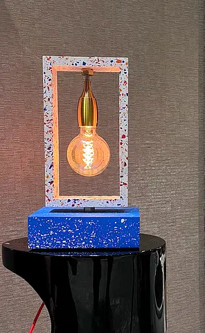 Modern Terrazzo Table Lamp with Exposed Bulb