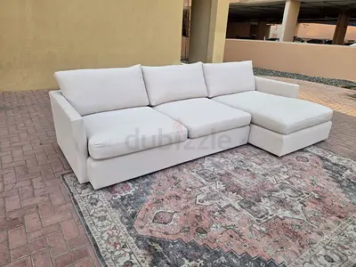 as Perfect Condition Crate&Barrel L Shape Sofa beige