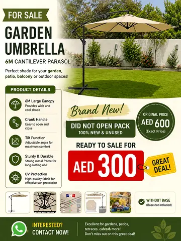 6M Cantilever Garden Umbrella - Brand New, Unused