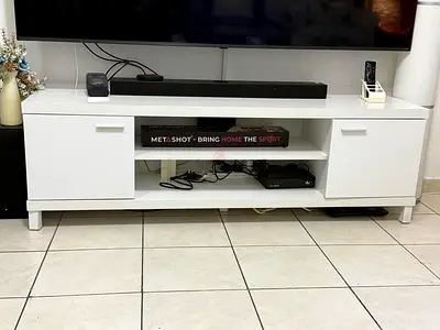 White TV Entertainment Unit / Media Console - Good Condition