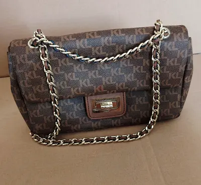 Brown monogram chain-strap shoulder bag (pre-owned)