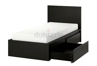 Single Black Storage Bed with Underbed Drawer - Good Condition