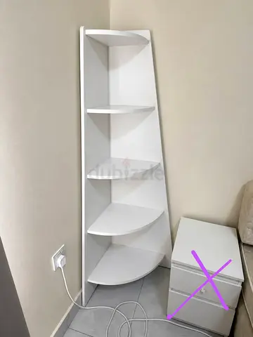Tall White Corner Shelving Unit - 4 Tier