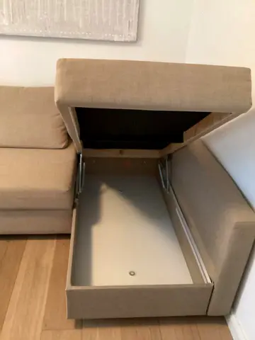 Beige Fabric Storage Corner Sofa Section (Left Arm) - Good Condition