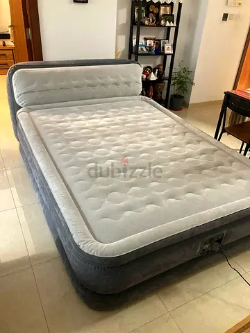 Intex Inflatable Double Air Mattress with Built-in Headboard - used Good Condition