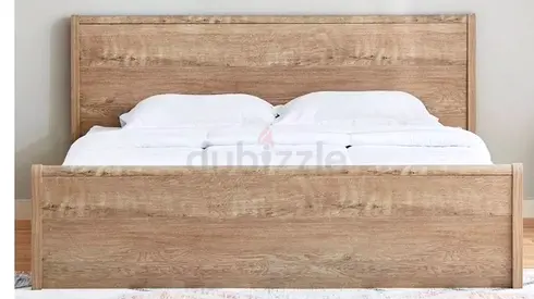 [FULL SET] Wooden King Sized Bed (Beige) with Dressing Table & Nightstand