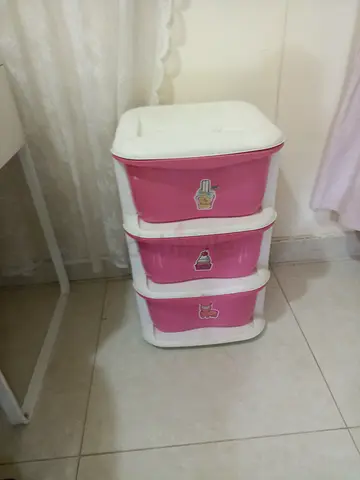 Pink 3-Drawer Plastic Storage Unit — Compact Organizer