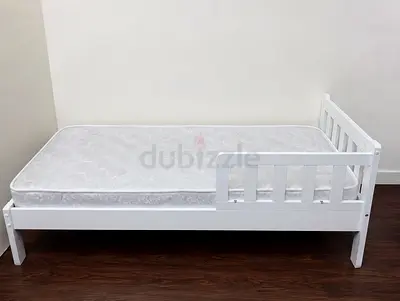 White Toddler Bed with Mattress - Single Size