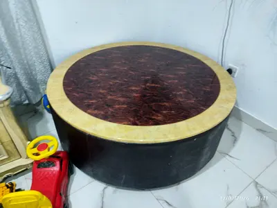 Round Coffee Table with Marble-Look Top