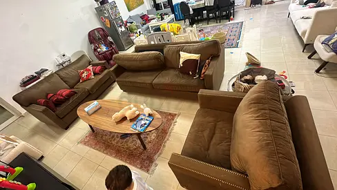 Comfortable Brown Fabric Sofa Set