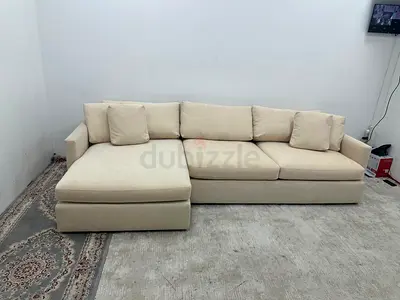 Like new condition crate&barrel beige color lshape sofa