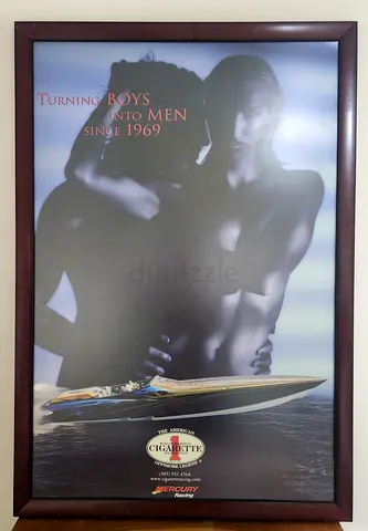Rare Vintage Cigarette Racing Team Poster (Framed) – "Turning Boys Into Men Since 1969"
