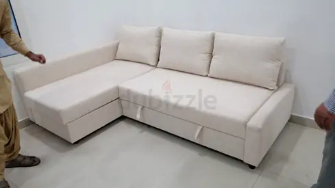 Modern Beige L-Shaped Sofa Bed