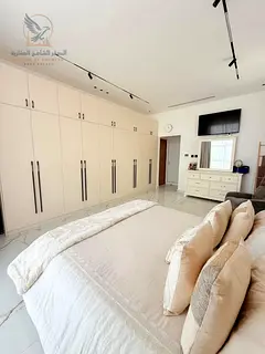 Furnished villa for rent in Al Bahia, four master bedrooms, majlis, living room, kitchen and private