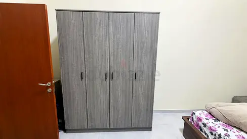 Grey 4-Door Wardrobe / Armoire in Good Condition