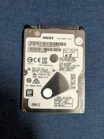 HGST 2.5" 500GB SATA Laptop Hard Drive Used