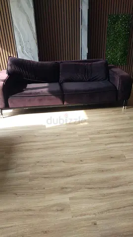 3+1+1Seater Velvet Sofa in Dark Plum — Good Condition
