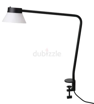 IKEA SAMBORD Desk Lamp | Black Clamp Desk Lamp with White Cone Shade (3x GU10 LED bulbs Included)