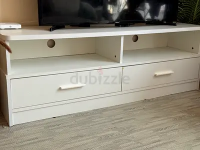 White TV Stand / Entertainment Unit with Drawers - Good Condition