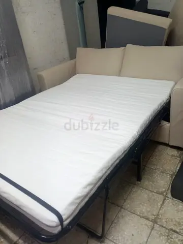 Comfortable Pull Out Sofa Bed in Cream Fabric IKEA vimle