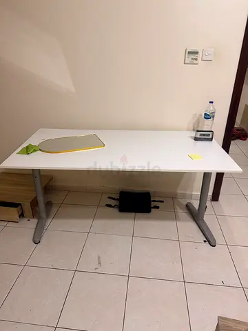 Ikea - white office desk with metal legs, good condition