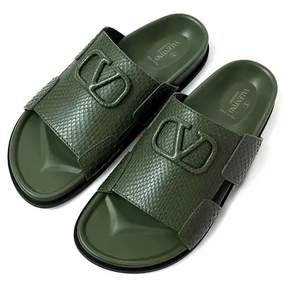 Valentino Garavani V Logo Sandals in Phyton Embossed Leather - Size 43