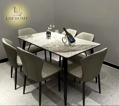 Brand new High Quality Top marble dinning Table With 6 Chairs Available
