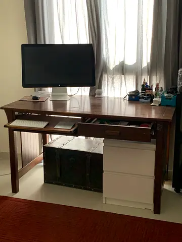 Solid wood study desk with drawers