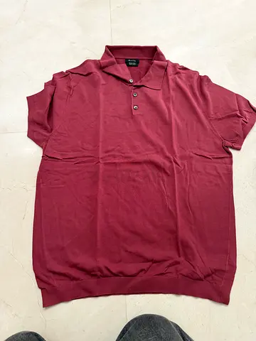 Maroon Men's Polo Shirt - extrafine cotton massimo dutti, Size XXL (Good Condition)