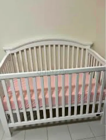 White Wooden Baby Crib - Good Condition