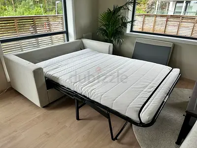Comfortable Pull Out Sofa Bed in Light Gray Fabric
