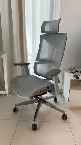 Ergonomic High-Back Mesh Office Chair with Headrest — Light Grey