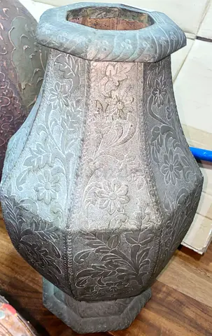 Metal octagonal decorative vase-45cm height,25cm length