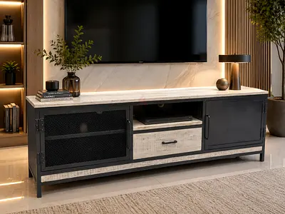 Marina Home Wooden and iron tv stand