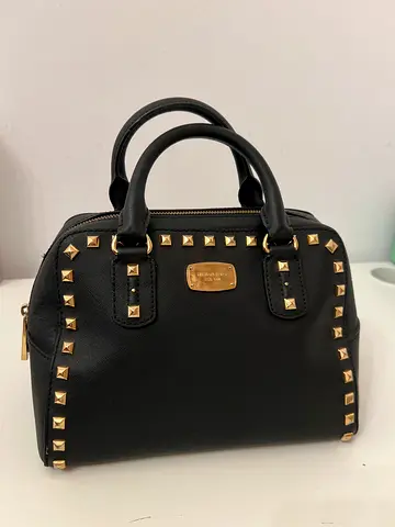 Medium black studded Michael Kors satchel handbag