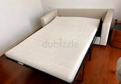 Light beige sofa bed with mattress - gently used