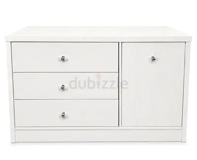 White 3-Drawer Dresser Cabinet with Side Door - Compact Storage