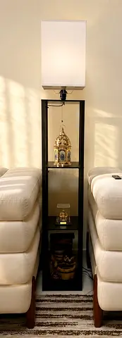 Tall Black Narrow Lamp with Display Shelf