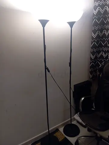 Pair of Modern Black Standing Floor Lamps