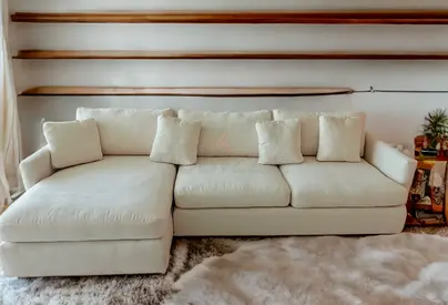 Crate and Barrel beige color lshape sofa for sale
