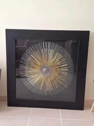 Modern Sunburst Wall Art in Black Frame - Decorative Accent