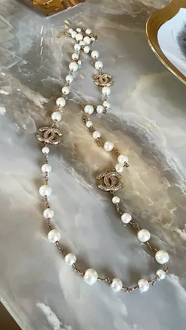 Long Pear and Gold Necklace