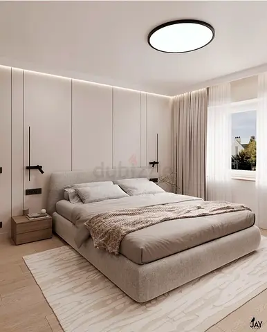 Modern Upholstered Bed Frame with Padded Headboard