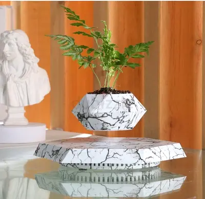 Levitating Marble-Patterned Self-Watering Planter (Decor Piece)
