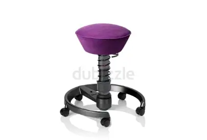 Ergonomic Swivel Saddle Stool on Wheels - Purple