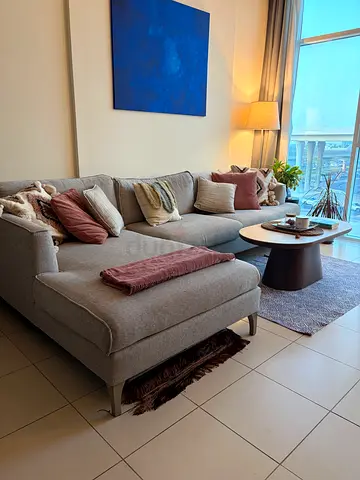 Light grey L-shaped sectional sofa with chaise  - good condition (homecenter  )