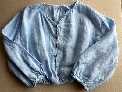 Zara Girls Blue Linen Cropped Top