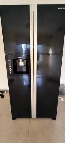 Hitachi 4-Door Refrigerator with Water Dispenser - Black, Good Condition
