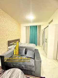 Luxury second occupied studio with separate kitchen and open view, fully furnished ✨ Ajman Al Jurf