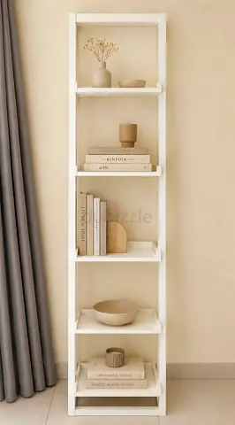 5-Shelf White Bookcase